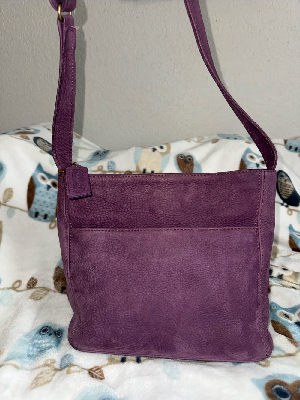 Vintage Coach Nubuc Grape Crossbody Bag